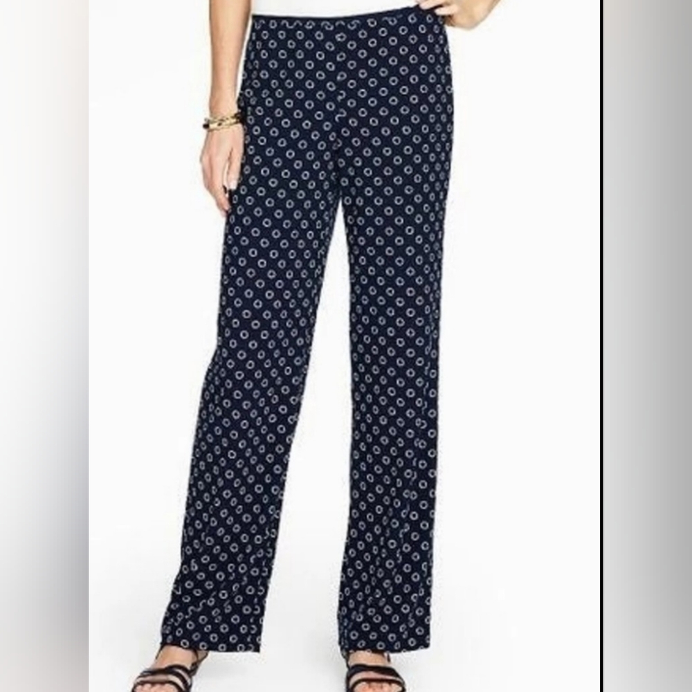 New Talbots Indigo Nautical Flowy Pants